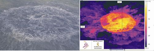 La erupción submarina incrementa 11ºC la temperatura del mar al Sur de El Hierro