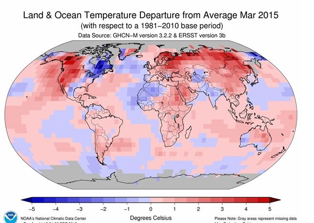 El mes de marzo ha sido el más caluroso a nivel mundial de los últimos 135 años