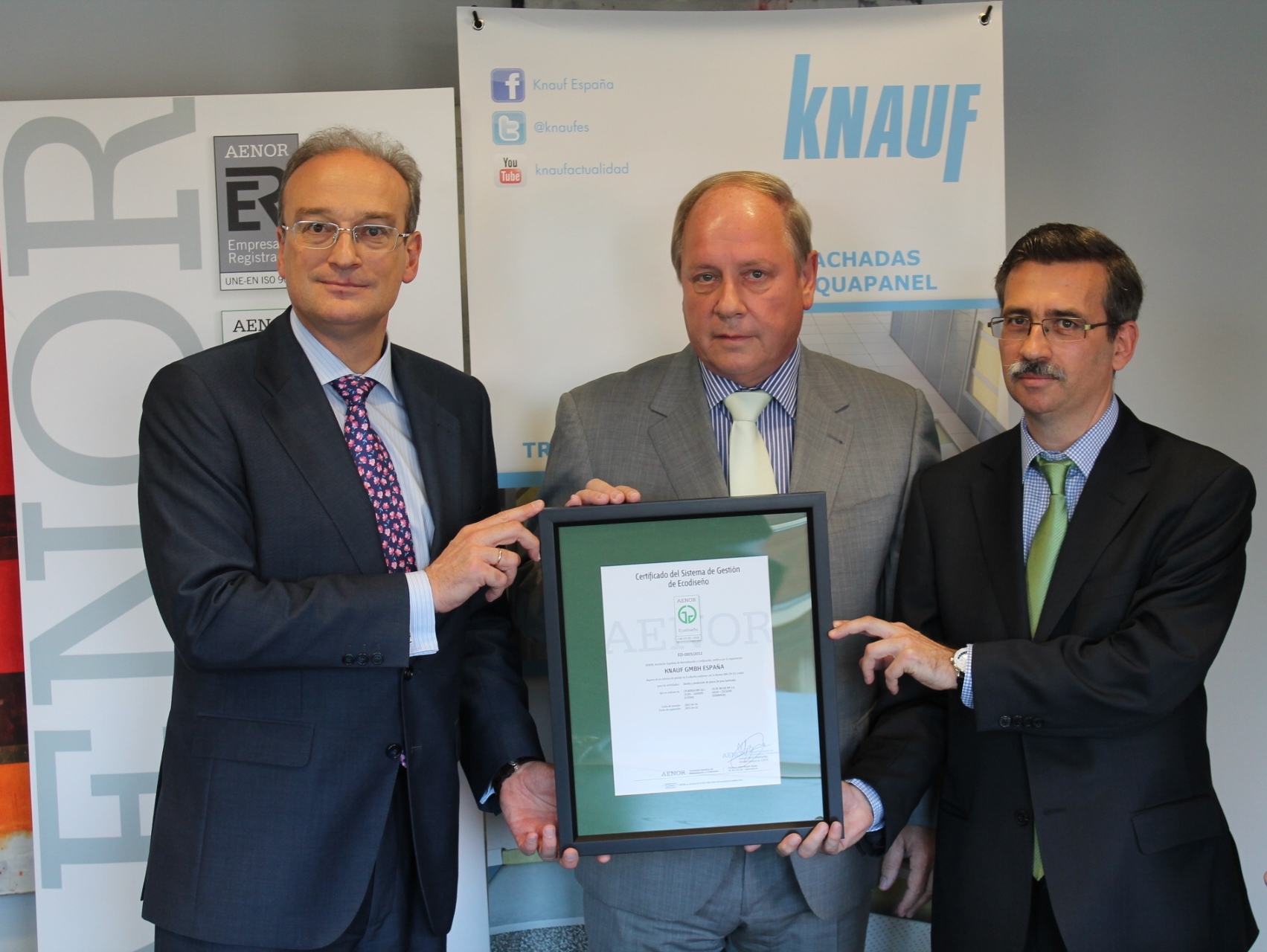 Knauf recibe el certificado de Ecodiseño ISO 14006 de AENOR
