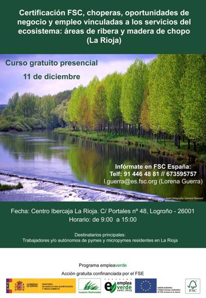 Curso presencial gratuito OPORTUNIDADES DE EMPLO VERDE en La Rioja - FSC ESPAÑA