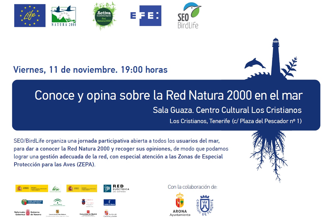 SEO/BirdLife organiza un Arona un encuentro con los usuarios del mar para informar de las oportunidades que ofrece Red Natura 2000