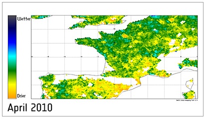 El satélite SMOS de la ESA muestra una primavera excepcionalmente seca en Europa occidental