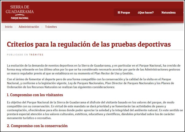 Criterios para la regulación de las pruebas deportivas