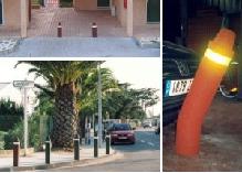 Hito de caucho reciclado