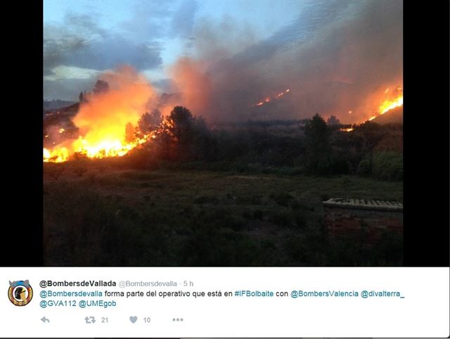Apoyo total para la extinción del fuego en Bolbaite