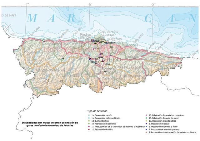 Cinco empresas que queman carbón emiten el 80% del CO2 en Asturias