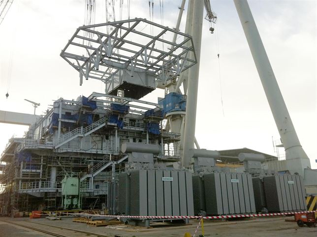 Navantia finaliza el montaje de módulos de la subestación del parque offshore de Iberdrola en Alemania