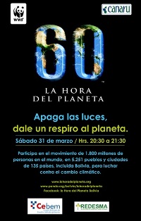 Bolivia. La Hora del Planeta será el próximo 31 de marzo