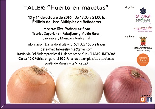 Se abre el plazo de inscripción para el “Taller de Huerto en macetas”