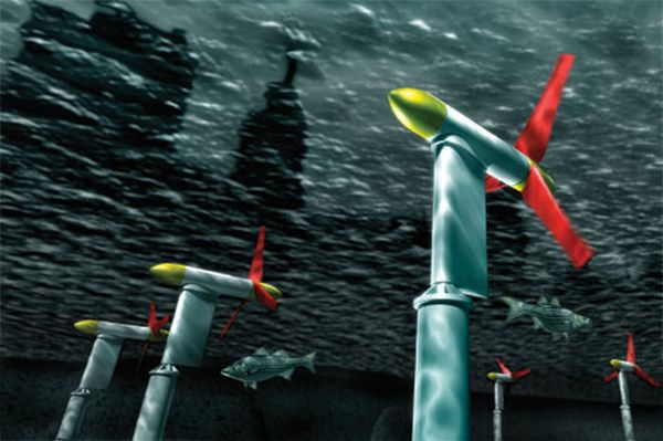 Generador que usa las corrientes submarinas para producir energía en O Grove (Pontevedra)