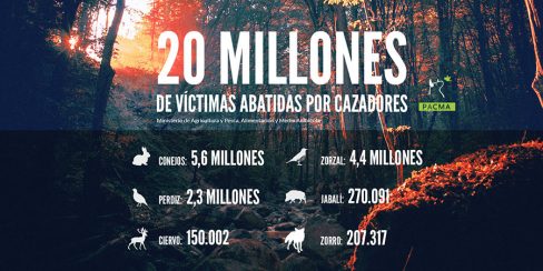 Casi 20 millones de animales mueren a manos de cazadores