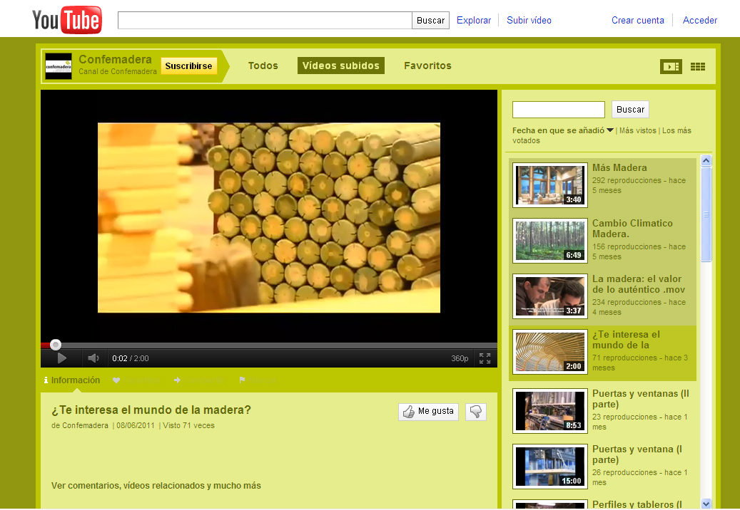 Confemadera y Vivir con Madera inician una campaña de difusión de vídeos sectoriales a través de su canal de Youtube