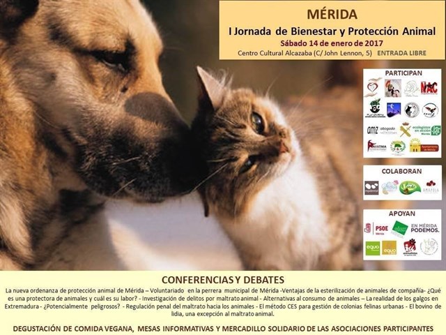 Unas jornadas abordarán en Mérida el bienestar y maltrato animal