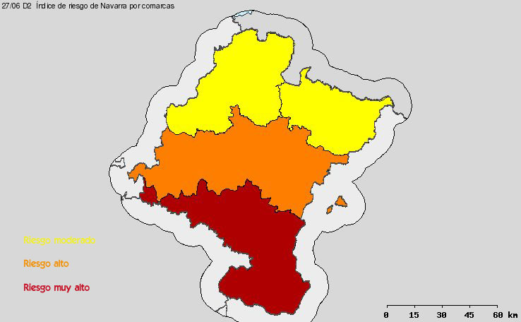 Las altas temperaturas sitúan a Navarra en alerta por alto riesgo de incendio forestal
