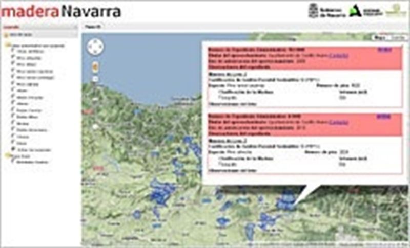 La web maderaNavarra permite consultar aprovechamientos forestales