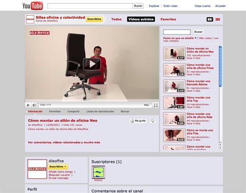 La empresa de sillas DileOffice ahorra una tonelada de papel anual al usar Youtube en lugar de manual de montaje