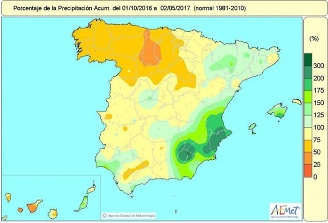La falta de lluvias acumuladas desde octubre llega a un 13% en España aunque el déficit se agudiza en el noroeste