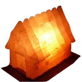Lampara de sal del himalaya forma de casa de bambu natural