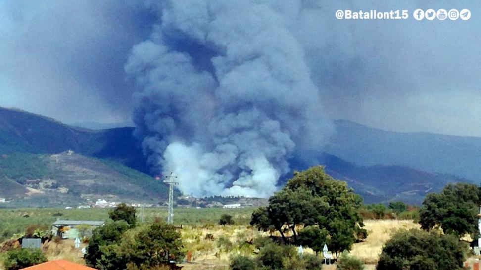 Estabilizado el incendio declarado en Torrecilla de los Ángeles (Cáceres)