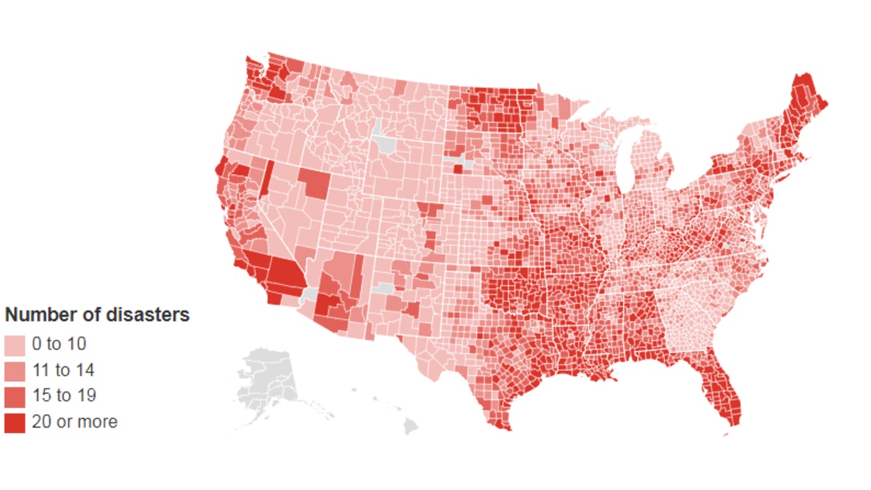 Así se ven 90 años de desastres naturales en EEUU