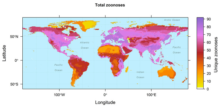 Mapa mundial de los mamíferos que trasmiten enfermedades a los humanos