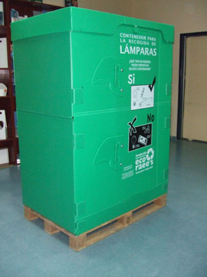 Contenedor para bombillas y luminarias