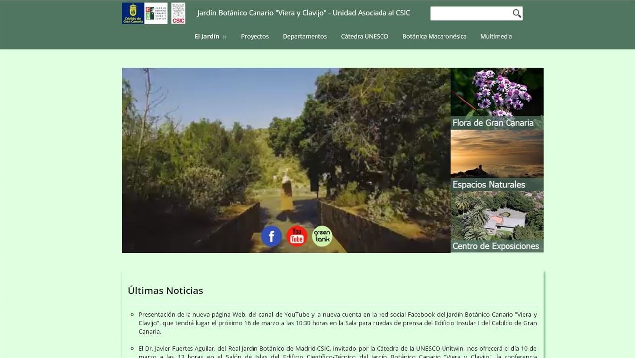 El Jardín Botánico Viera y Clavijo ‘estrena’ Web