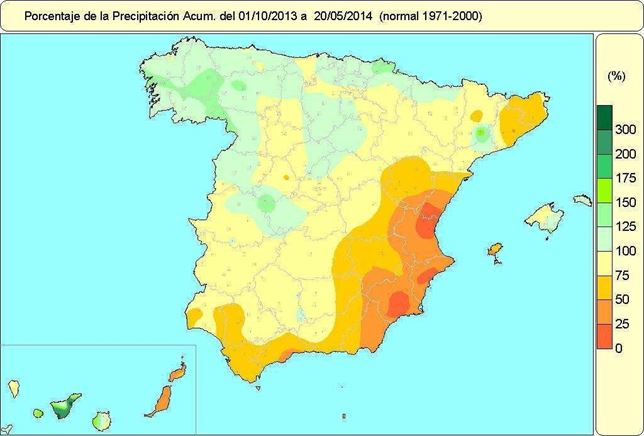 En este año hidrológico se han producido un 7% menos de lluvias