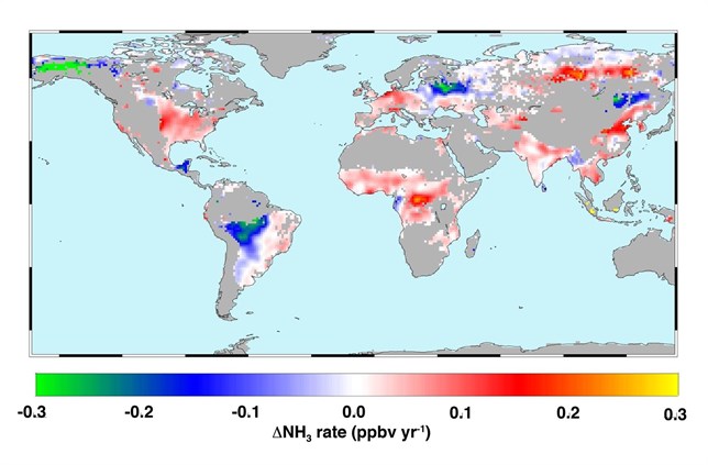 Se identifican puntos calientes globales de contaminación por amoniaco