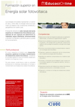 Formación superior en Energía solar fotovoltaica