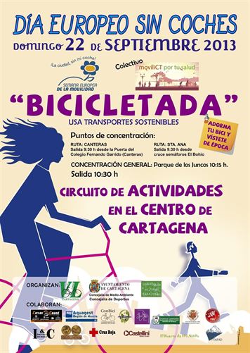 Una marcha ciclista y una veintena de actividades para celebrar el Día Europeo Sin Coches en Cartagena