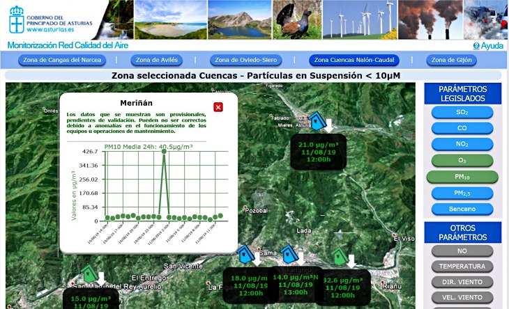 Asturias. Otra madrugada con fuerte contaminación del aire en Langreo