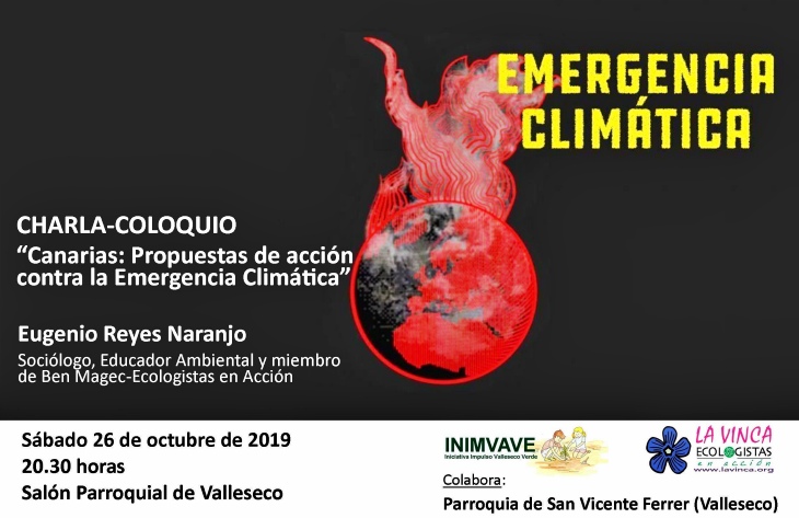 Eugenio Reyes hablará en Valleseco de las acciones desarrolladas desde Canarias para luchar contra la Emergencia Climática