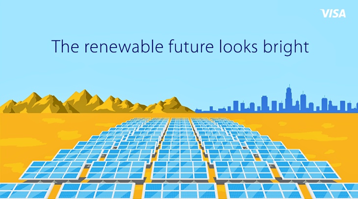 VISA ya solo utiliza energía verde en sus operaciones