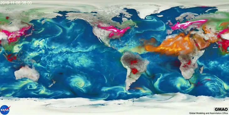 Cómo se mueve el humo de los incendios forestales de Australia (video)