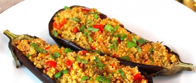 Berenjenas rellenas de cuscús y verduras