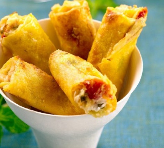 Bricks de queso fresco con tomate confitado