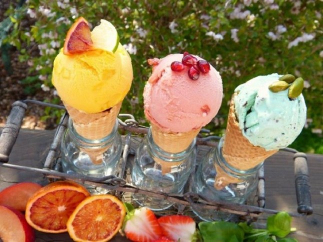 Helados con propiedades antioxidantes y colorantes naturales