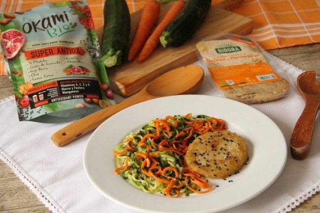 Hamburguesa Bio con pasta de calabazín y zanahoria
