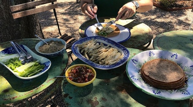 Crèpes de pollo con verduras