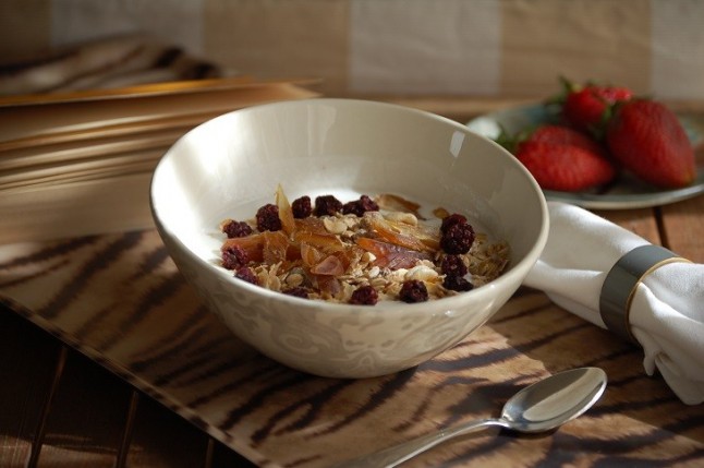 Desayuno de cebada con pasas y canela