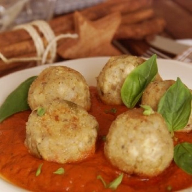 Bolitas de trigo sarraceno en salsa