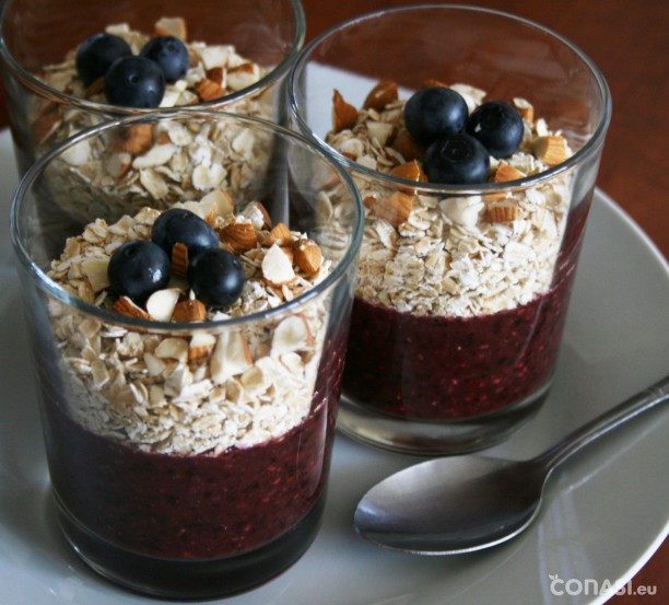 Recetas Ecológicas: Batido de arándanos y fresas con copos de avena