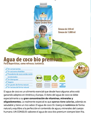 Nueva agua de coco ‘bio’ de Dr. Goerg