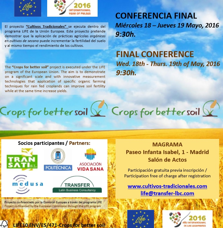 Cultivos tradicionales presentará sus resultados en una conferencia final en el Ministerio de Agricultura