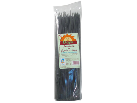 Spaguetti con algas (espirulina y fucus) bio Biográ 500 g.