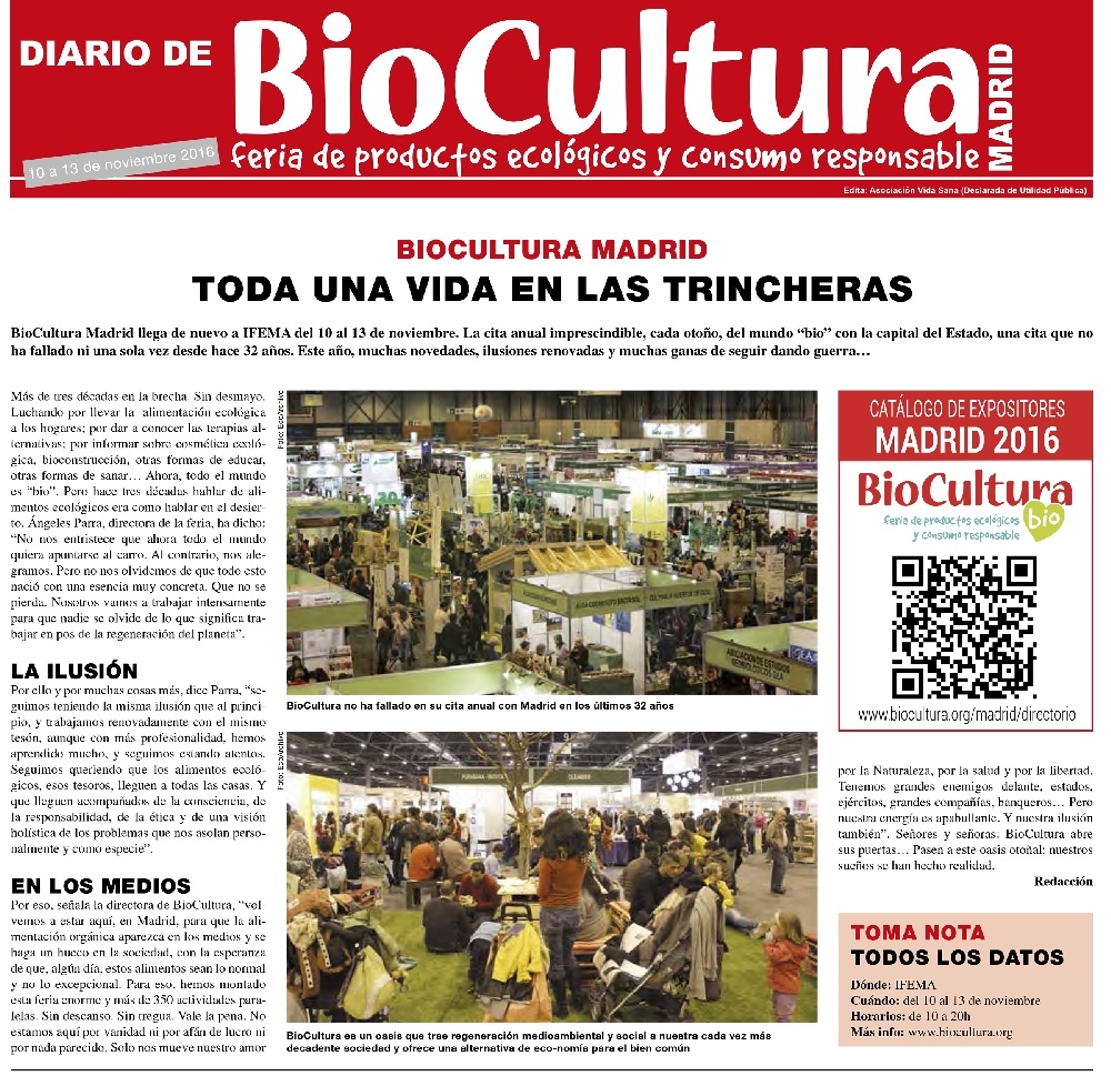 Consulta el ‘DIARIO DE BIOCULTURA’ Madrid 2016