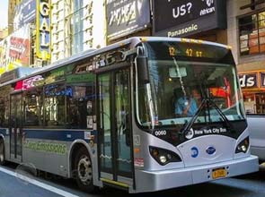 BYD electric bus tested in the streets of New York for zero-emissions driving