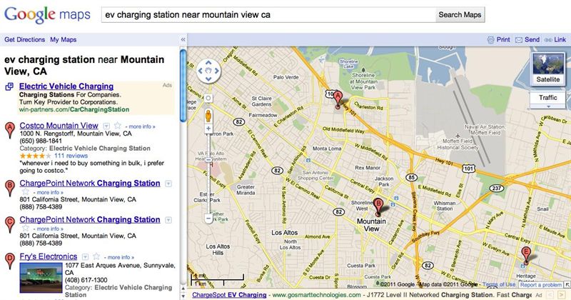 Google Maps informa sobre los puntos de recarga para vehículos eléctricos