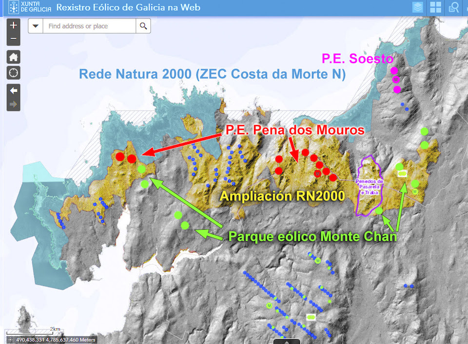 El peligro que tiene el Parque Eólico Pena dos Mouros